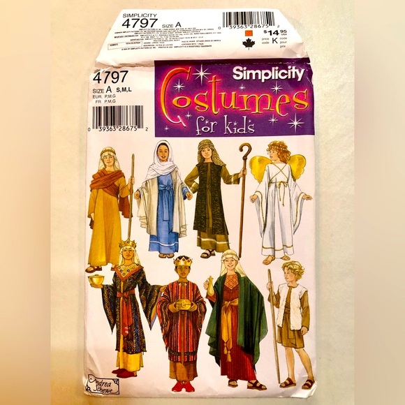 Simplicity 4797 Kids Nativity Characters Uncut Sewing Pattern (S,M,L) - Picture 2 of 8